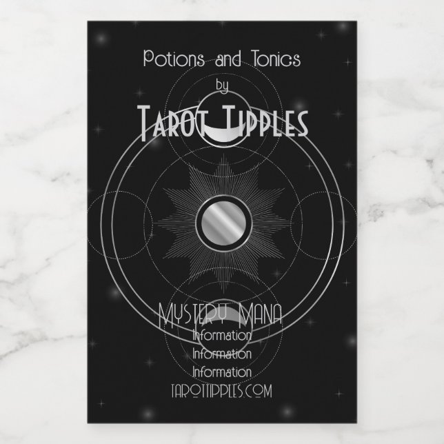 Skapa Ditt Eget Celestiala Silvermånar Tarot Vinetikett (Enkel etikett)