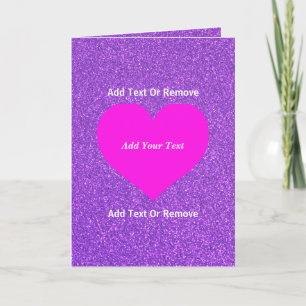 Skapa Ditt Eget Chic Lila Glitter & Rosa Hjärtan Kort
