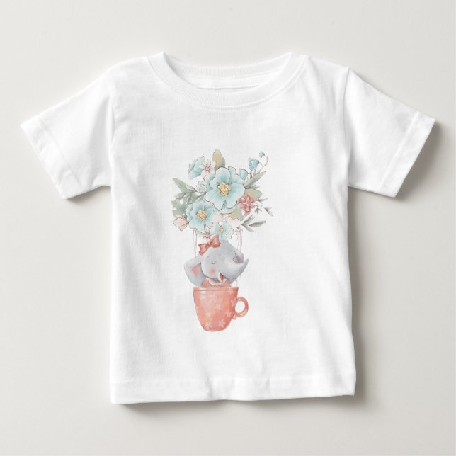 Skapa ditt eget cute Elephant Flower Balloon T Shirt (Framsida)