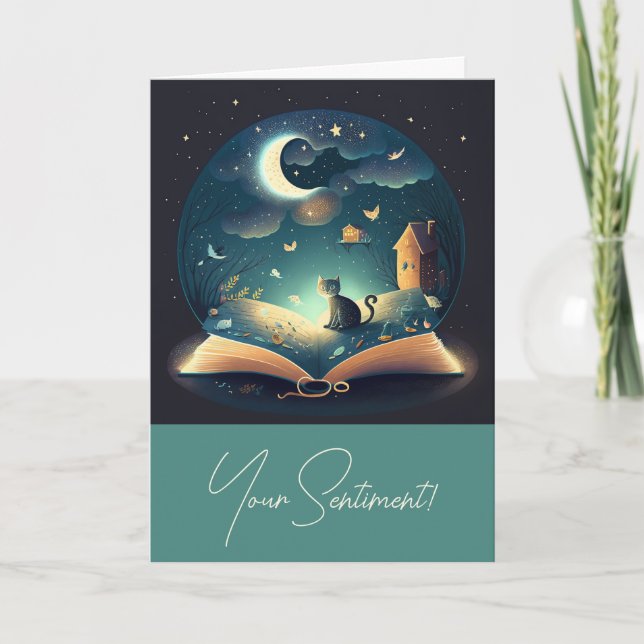 Skapa ditt eget dystra kattlock och grimoire helgkort (Framsida)