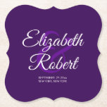 Skapa ditt eget Elegant bröllop-stam Namn Underlägg Papper<br><div class="desc">Skapa din egen Underlägg av Elegant bröllop Bride Groom Namn Papprare. Byt enkelt färg i bakgrunden från lila och vitt till ett annat om du vill. Välj formen på den papprare underlägg på Alternativ-menyn. Perfekt för använda som att spara datum och vid förlovning,  möhippa och mottagning.</div>