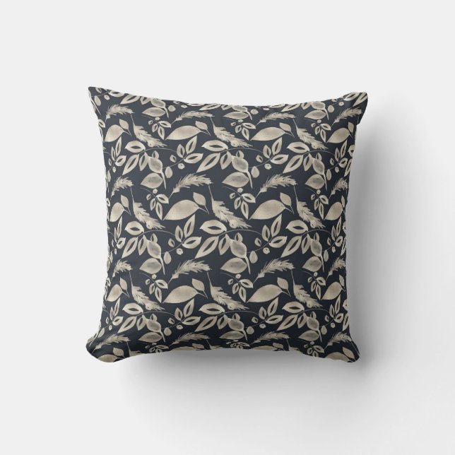 Skapa Ditt Eget Eleganta Svarta Och Gyllene Lövver Kudde (Framsida)