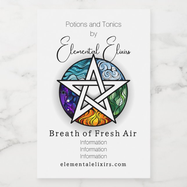 Skapa ditt eget Elemental Pentacle Mat Etikett (Singel etikett)