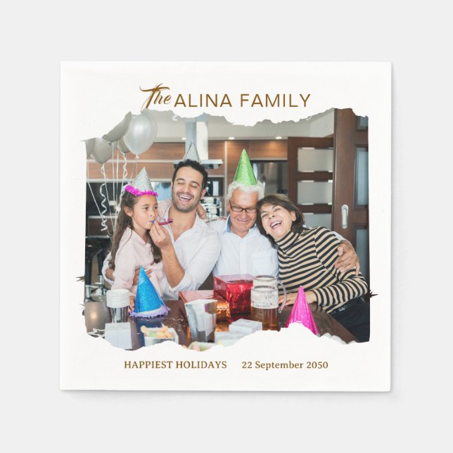 Skapa ditt eget enkla Anpassad design-familjefoto Pappersservett (Framsidan)