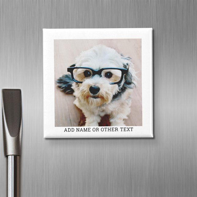 Skapa ditt eget enstaka fotogalleri, vitt gräns magnet (Personalized fridge magnet with photos and custom text)