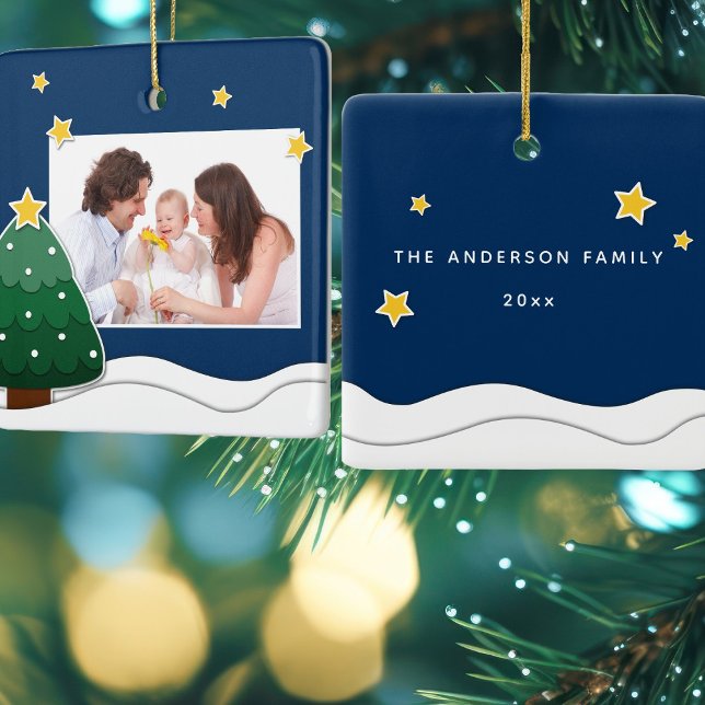 Skapa ditt eget familjefoto i Julgran Julgransprydnad Keramik (Skapare uppladdad)