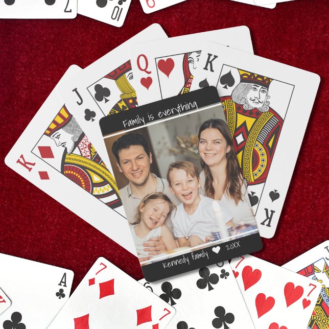Skapa ditt eget familjefottfoto Namn Casinokort (Create Your Own Family Name Family is everything Quote Photo Playing Cards)