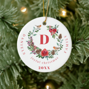 Skapa ditt eget familjemakaraktmonogramfoto julgransprydnad keramik