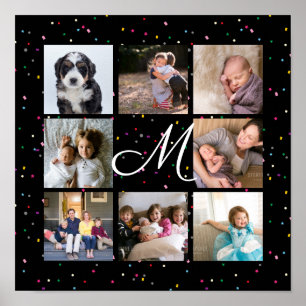 Skapa ditt eget familjs fotokollage Monogram Poster