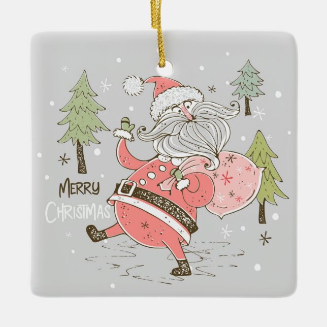 Skapa ditt eget Fånig Jultomten Julgransprydnad Keramik (Framsida)