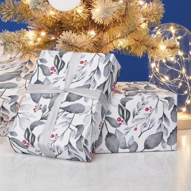 Skapa ditt eget Färg Choice Black & Red Holly Presentpapper (Helgdagar)