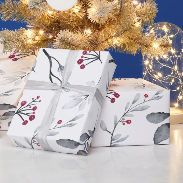 Skapa ditt eget Färg Choice Red & Grått Holly Presentpapper (Helgdagar)