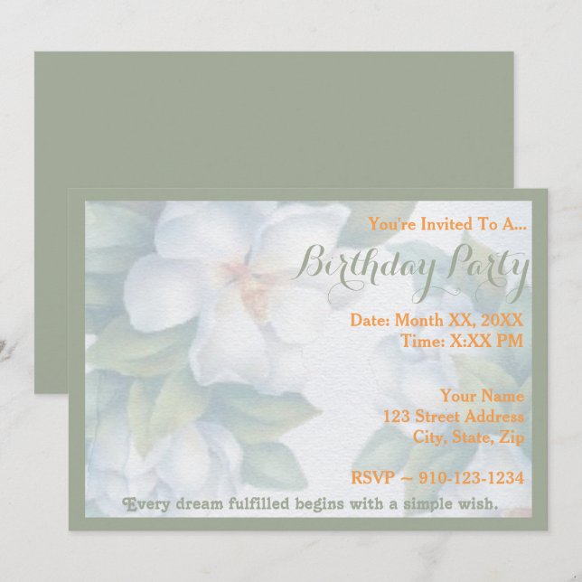 Skapa ditt eget Födelsedagsfest inbjudan (Fram/baksida)