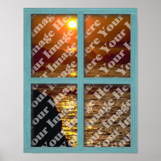 Skapa ditt eget fönster med Grönt trä Ram Poster