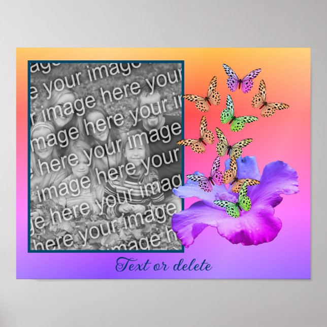 Skapa ditt eget foto Hibiscus och fjäril Ram Poster (Framsidan)