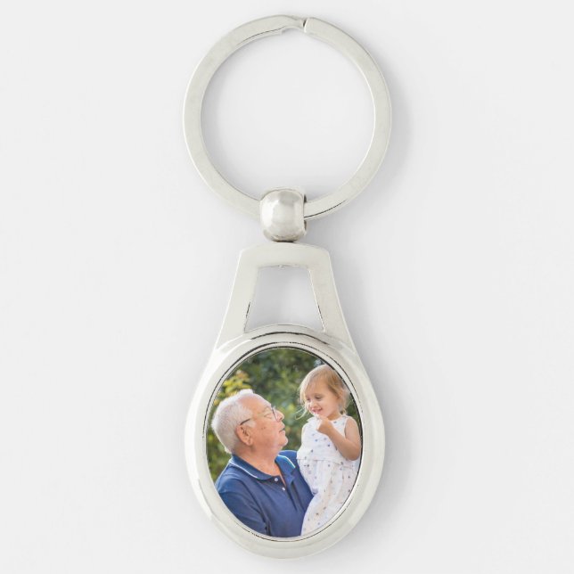 Skapa Ditt Eget Foto  Ovalt Silverfärgad Nyckelring (Framsidan)