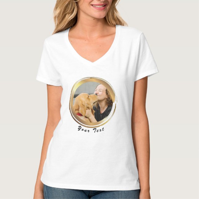 Skapa ditt eget foto T-Shirt-Hund i gyllene cirkel T Shirt (Framsida)