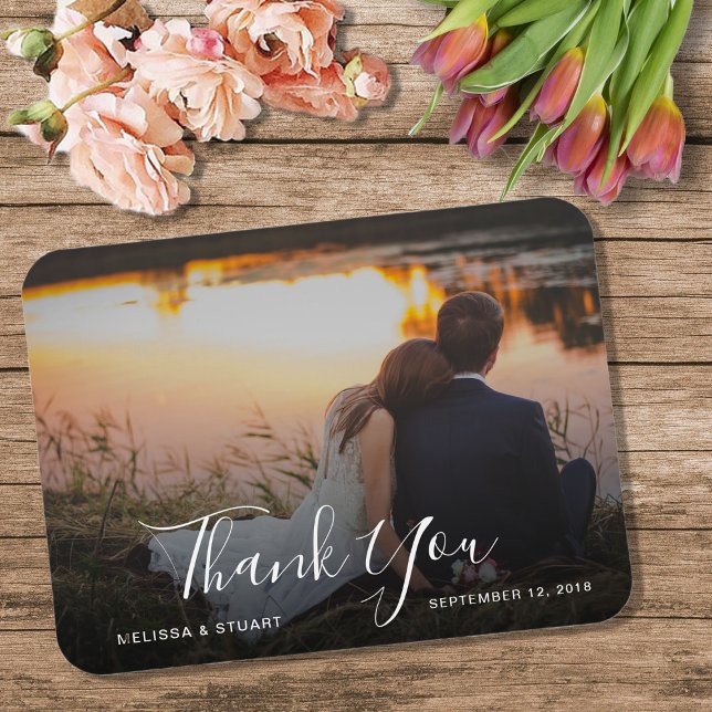 Skapa ditt eget foto Tack Bröllop Magnet (Create your own Thank you Wedding photo flexible magnetic card. Very unique and personal card.)
