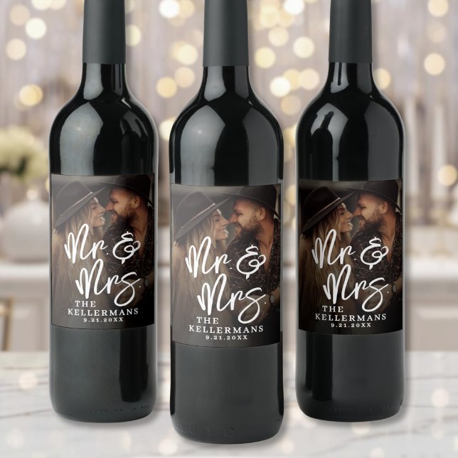 Skapa Ditt Eget Fotobryllop Vinflaska Etikett (Create Your Own Photo Wedding Wine Label )
