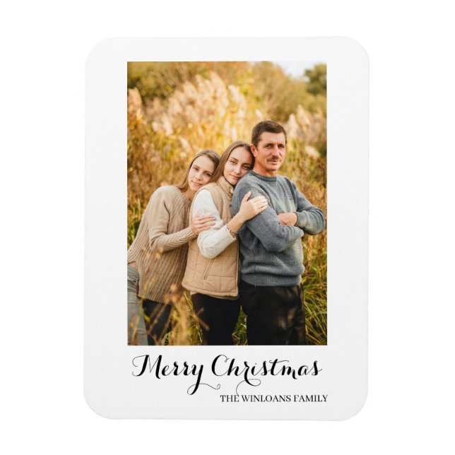 Skapa ditt eget God jul-familjfoto Magnet (Vertikal)