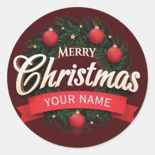 Skapa ditt eget God jul för eget namn Runt Klistermärke