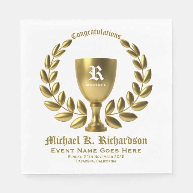 Skapa ditt eget Golden Kopp Laurel-andningsmonogra Pappersservett (Framsidan)