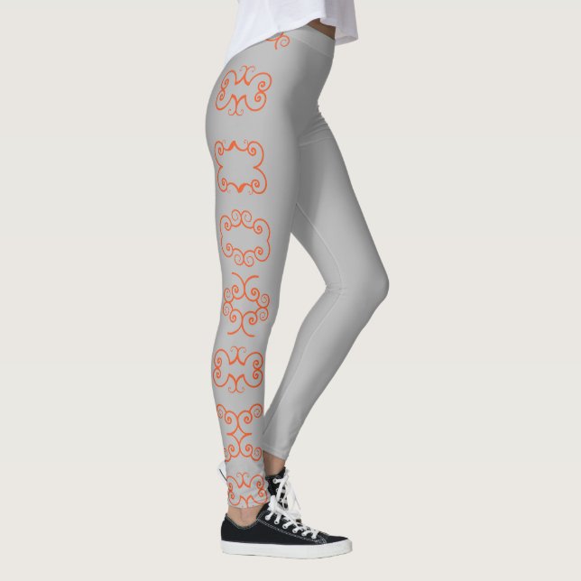 Skapa ditt eget Grått Clothing blommönster art Leggings (Höger)