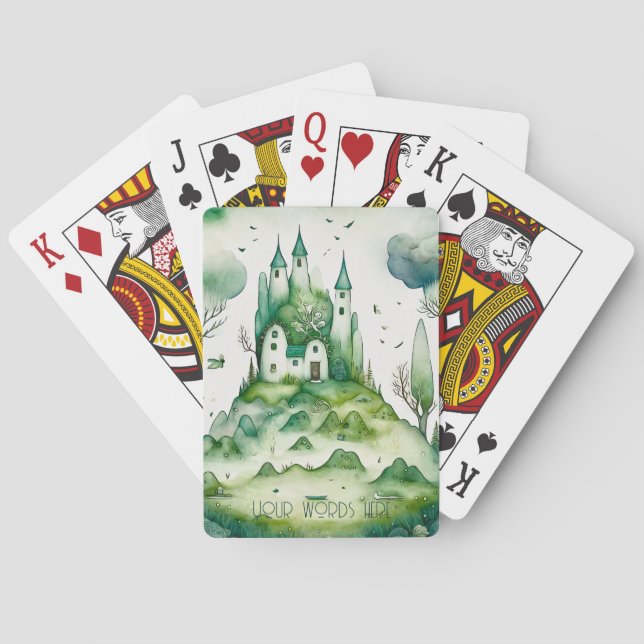 Skapa ditt eget Grönt Fantasy Castle Ligge Casinokort (Baksidan)