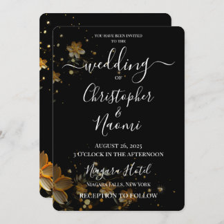 Skapa ditt eget Gula blommor på svart Inbjudningar