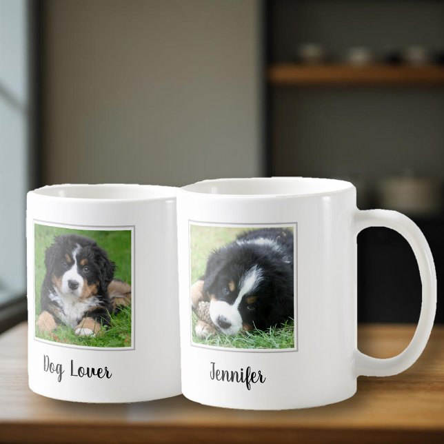 Skapa ditt eget hund älskare monogram namn kaffemugg (Create your own Dog lover mug, Add your own dog photos and your name to personalize.)
