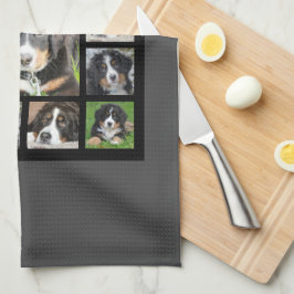 Skapa ditt eget hund fotocollage monogram namn kökshandduk