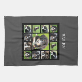 Skapa ditt eget hund fotocollage monogram namn kökshandduk