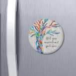 Skapa ditt eget inspirerande citattecken magnet<br><div class="desc">Den här unika magneten har en färgstark mosaik Livets träd-design. Lägg till det inspirerande citat eller meddelande du valt för att anpassa det. Du kan redigera teckensnittet, teckensnittet storlekt och teckensnittet färg. Original Mosaic © Michele Davies.</div>