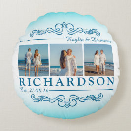 Skapa ditt eget instagram Beach Wedding Monogram Rund Kudde