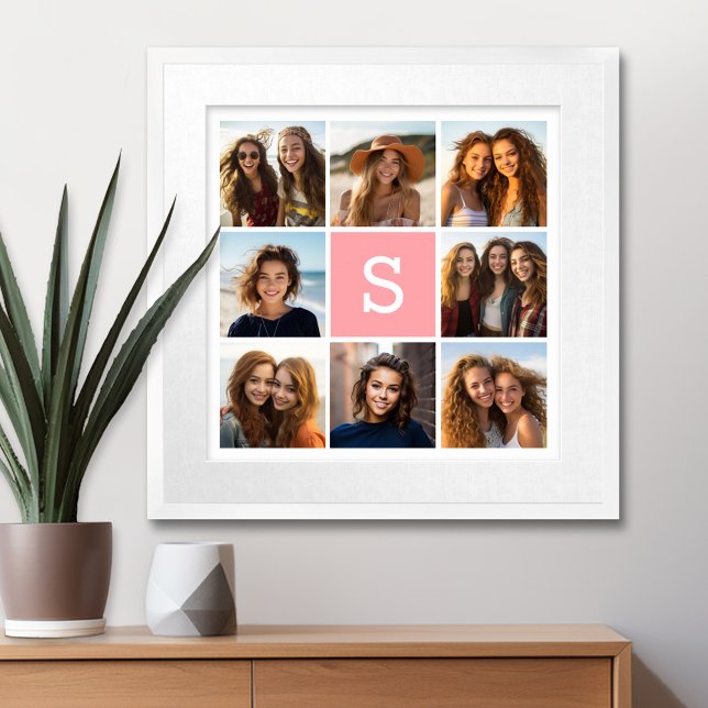 Skapa ditt eget intstagram Collage Anpassningsbar  Poster (Personalized Wall Art with a Photo Collage and Monogram)