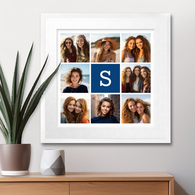 Skapa ditt eget intstagram Collage Anpassningsbar  Poster (Personalized Wall Art with a Photo Collage and Monogram)