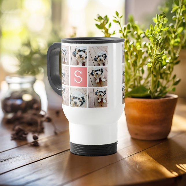 Skapa ditt eget intstagram Collage Anpassningsbar  Resemugg (Personalized travel mug - add photos and text or customize completely)