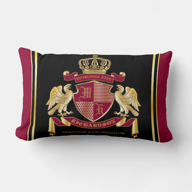 Skapa ditt eget Jacka av Arm Red Guld Eagle Emblem Lumbarkudde (Framsida)
