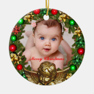 Skapa ditt eget julfoto Baby Julgransprydnad Keramik