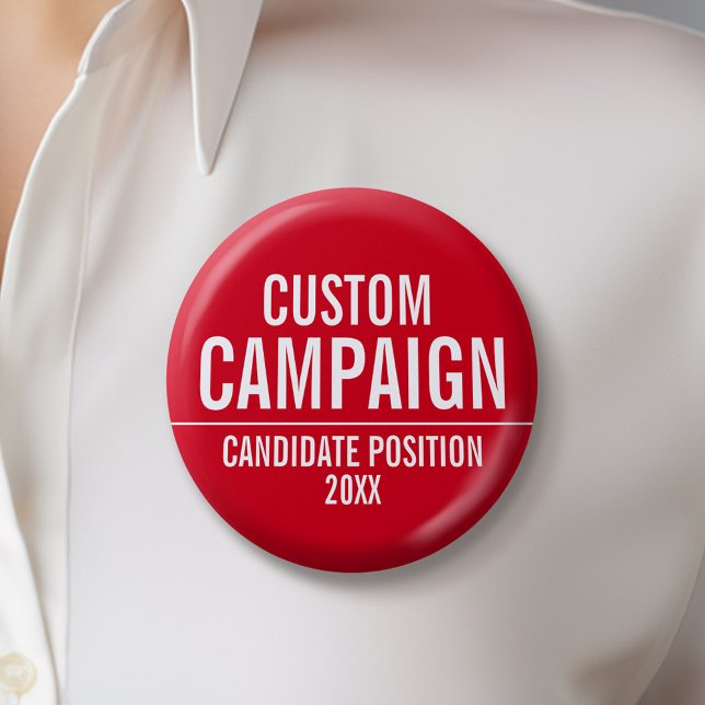 Skapa ditt eget Kampanj-öra - Rött och vitt Knapp (Custom Campaign Buttons - Make Your Own Election Swag)