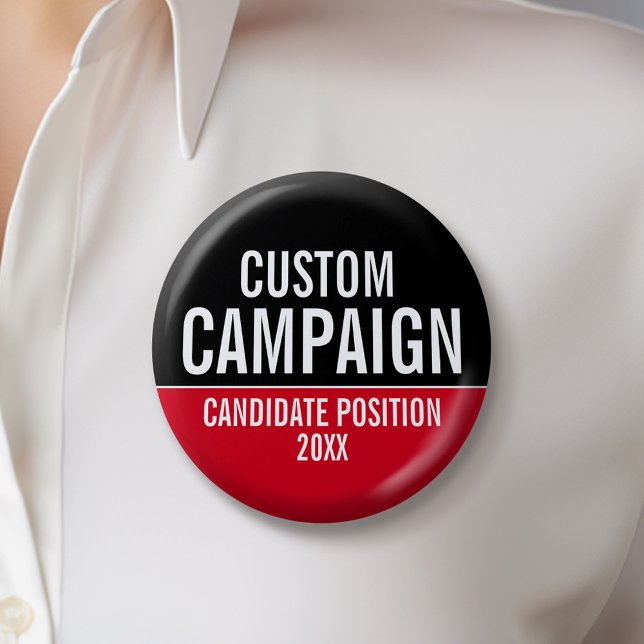 Skapa ditt eget Kampanj-redskap - Rött och svart Knapp (Custom Campaign Buttons - Make Your Own Election Swag)