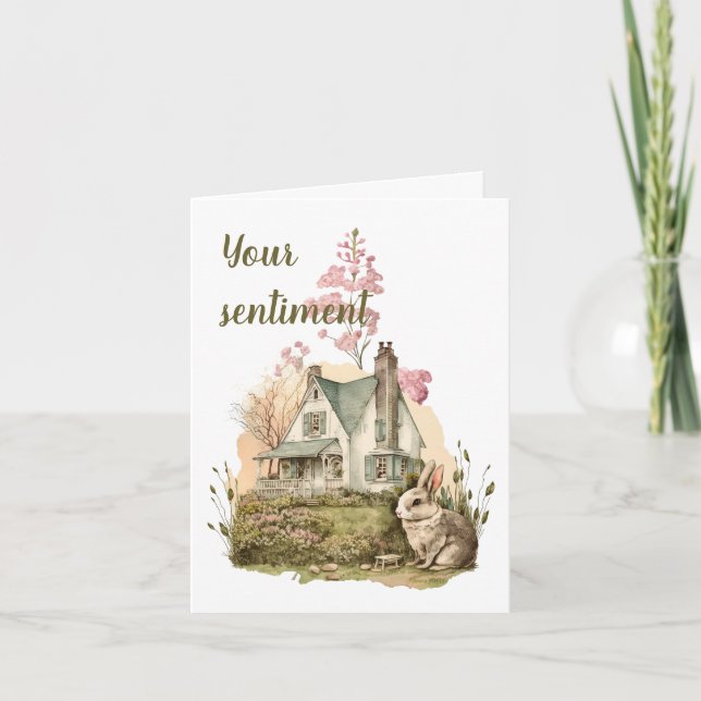 Skapa Ditt Eget Kaninhus & Vildblommor Kort (Framsida)