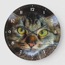 Skapa ditt eget kattfoto - Fluffy Tabby katt Stor Klocka