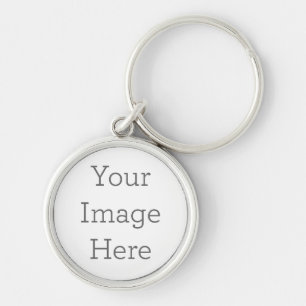 Skapa ditt eget knäppas Keychain Rund Silverfärgad Nyckelring