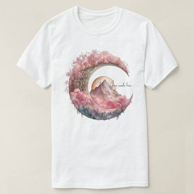 Skapa ditt eget landskap i Blommarna Måne T Shirt (Design framsida)