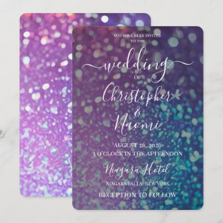 Skapa Ditt Eget Lila Blå Målat Glitter Inbjudningar