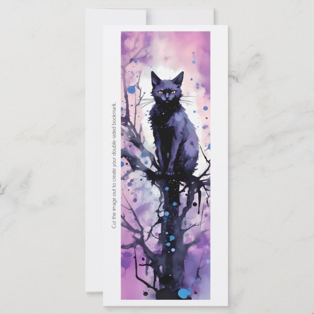 Skapa ditt eget Lila Black Cat Magic Bookmark (Framsida)