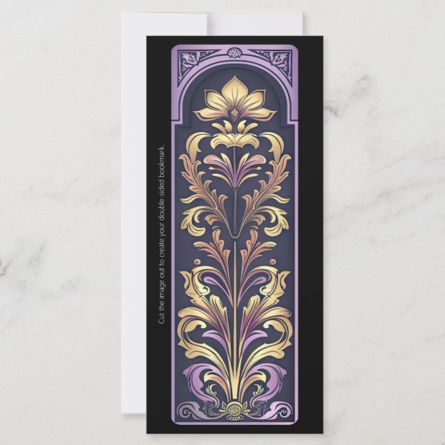 Skapa ditt eget Lila Golden Art Deco-bokmärke (Framsida)