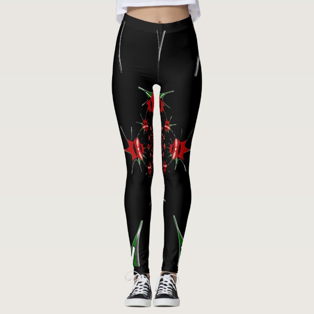 Skapa ditt eget, livliga, svarta rött leggings (Framsida)
