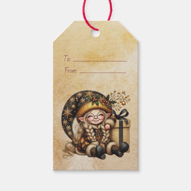 Skapa Ditt Eget Magiska Jul Tomte Present Presentetikett (Framsidan)